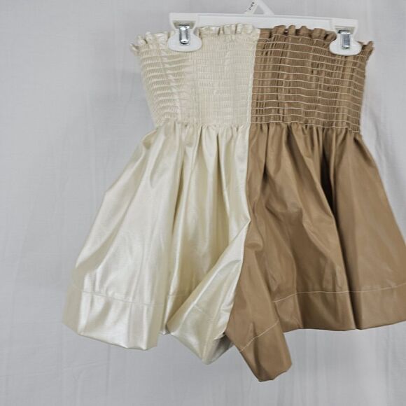 Queen Of Sparkle Leather Swing Short In White/tan Womens Size Small - Picture 8 of 12